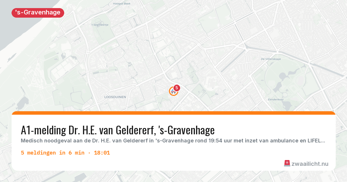 Kaart van de activiteitspiek bij 's-Gravenhage
