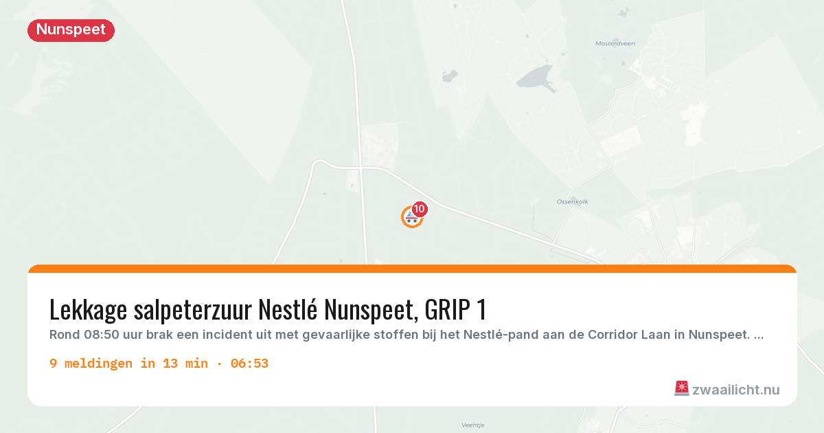 Kaart van de activiteitspiek bij Nunspeet