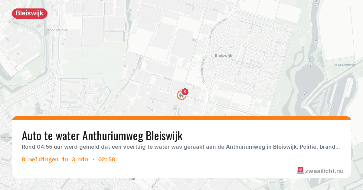 Kaart van de activiteitspiek bij Bleiswijk