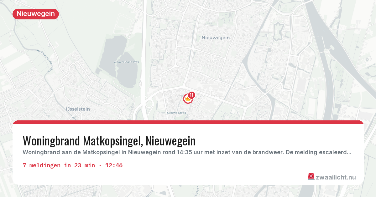 Kaart van de activiteitspiek bij Nieuwegein
