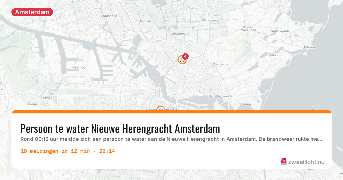 Kaart van de activiteitspiek bij Amsterdam