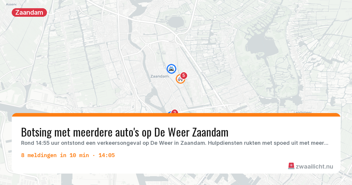 Kaart van de activiteitspiek bij Zaandam