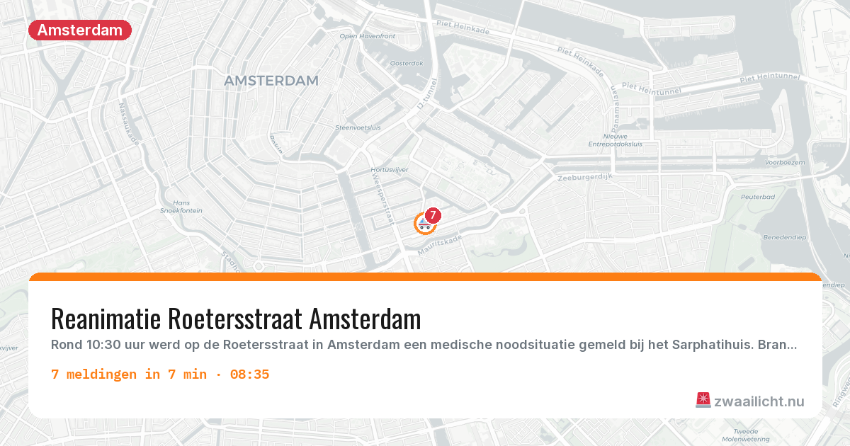 Kaart van de activiteitspiek bij Amsterdam
