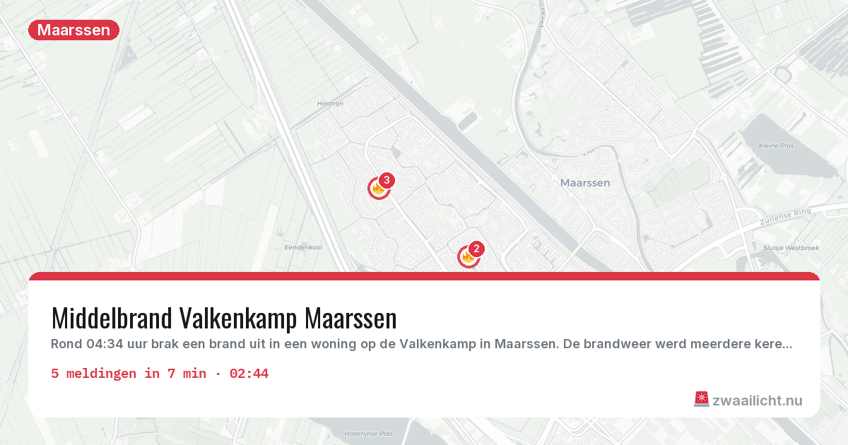 Kaart van de activiteitspiek bij Maarssen