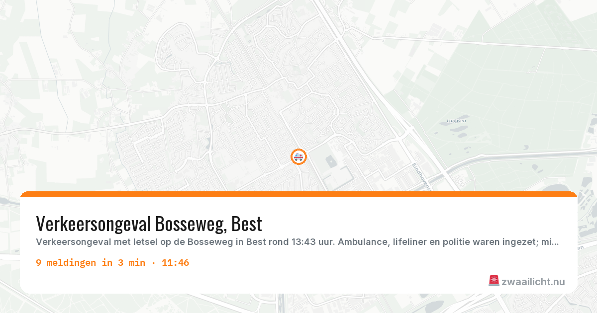 Kaart van de activiteitspiek bij Best