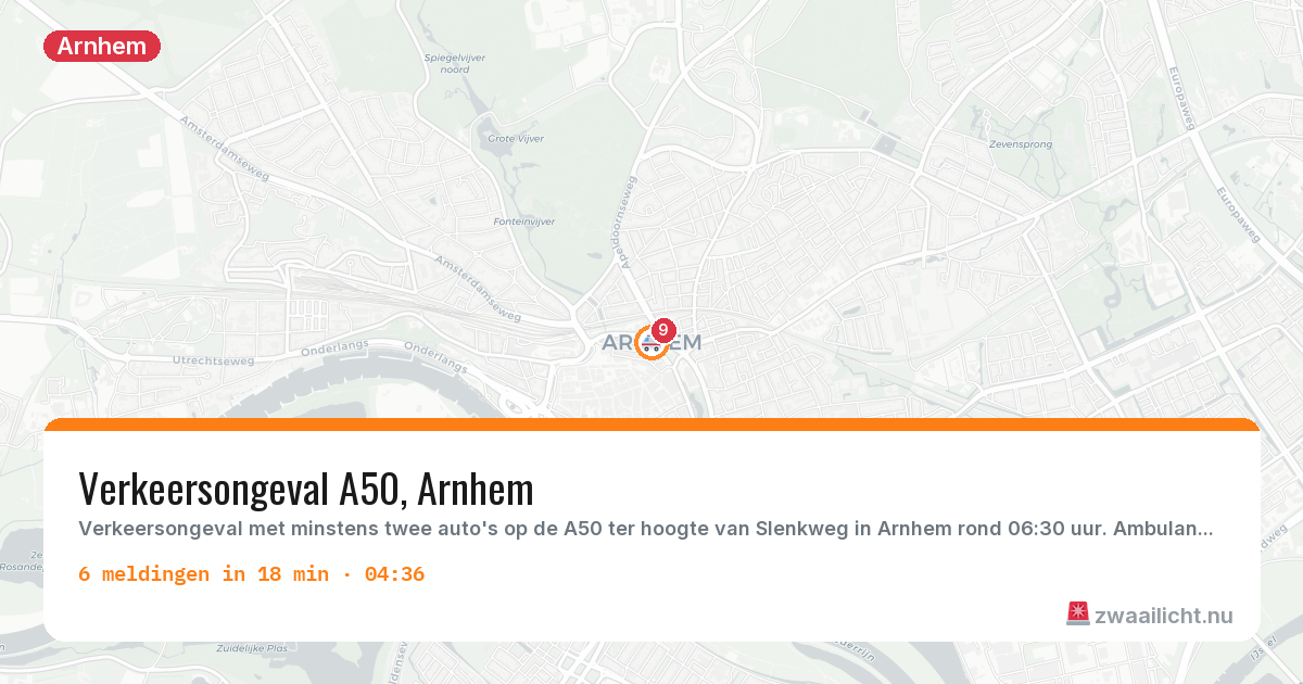 Kaart van de activiteitspiek bij Arnhem