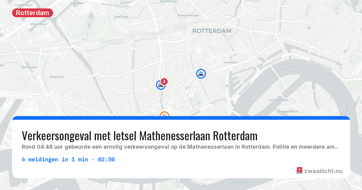Kaart van de activiteitspiek bij Rotterdam
