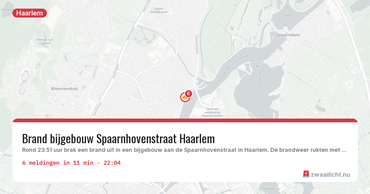 Kaart van de activiteitspiek bij Haarlem