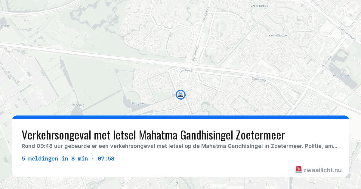 Kaart van de activiteitspiek bij Zoetermeer