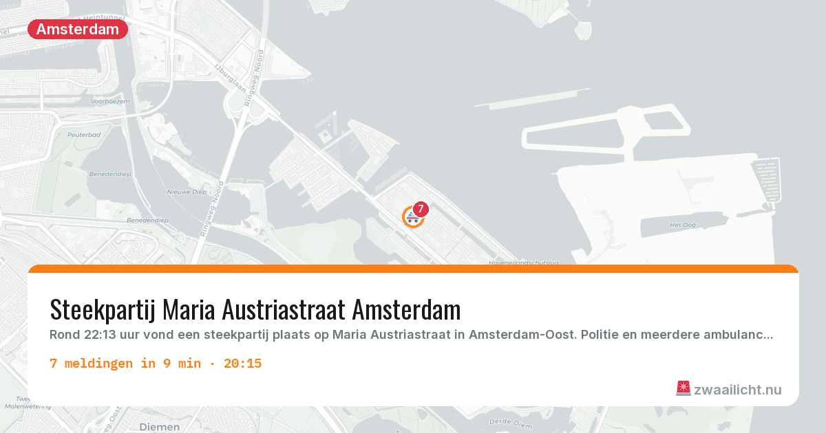 Kaart van de activiteitspiek bij Amsterdam