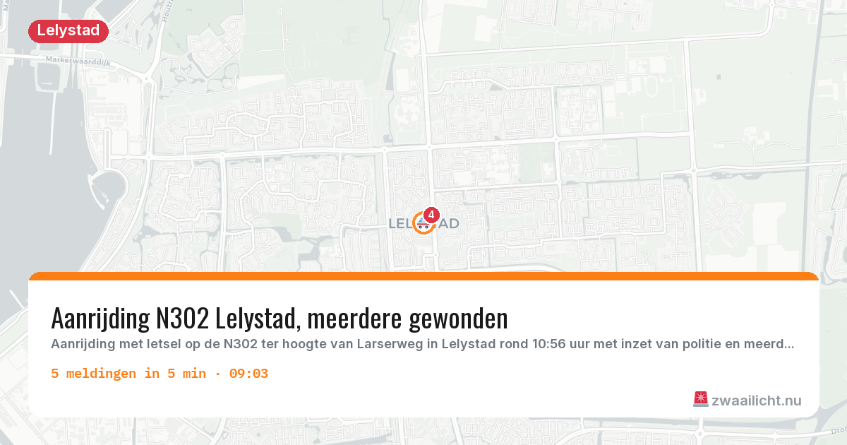 Kaart van de activiteitspiek bij Lelystad