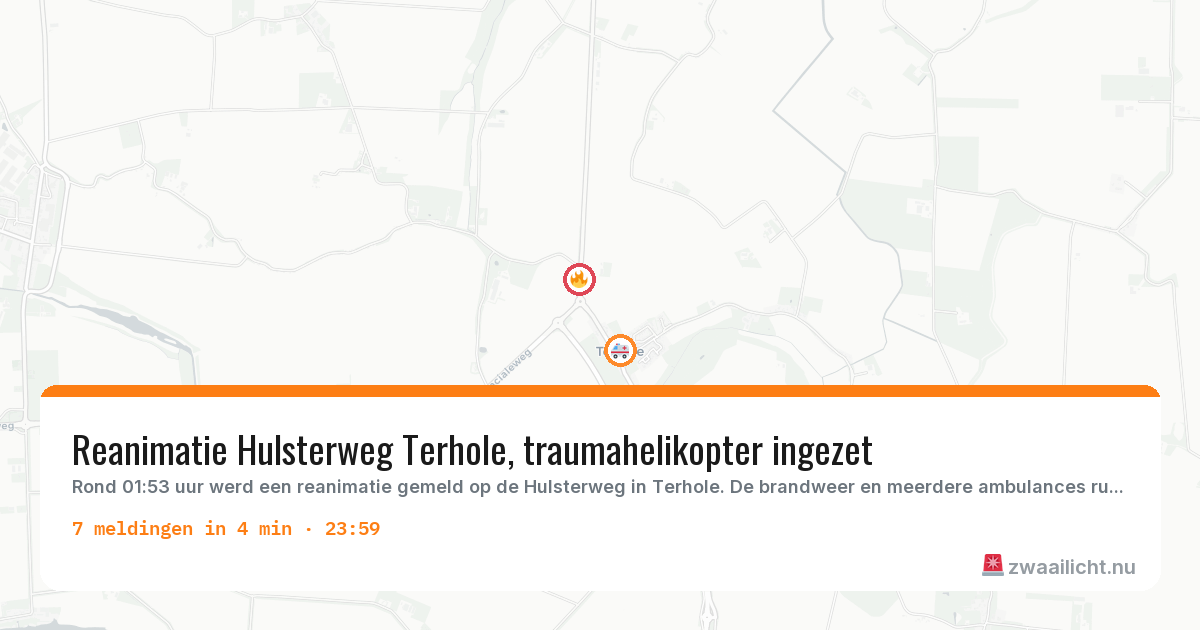 Kaart van de activiteitspiek bij Terhole