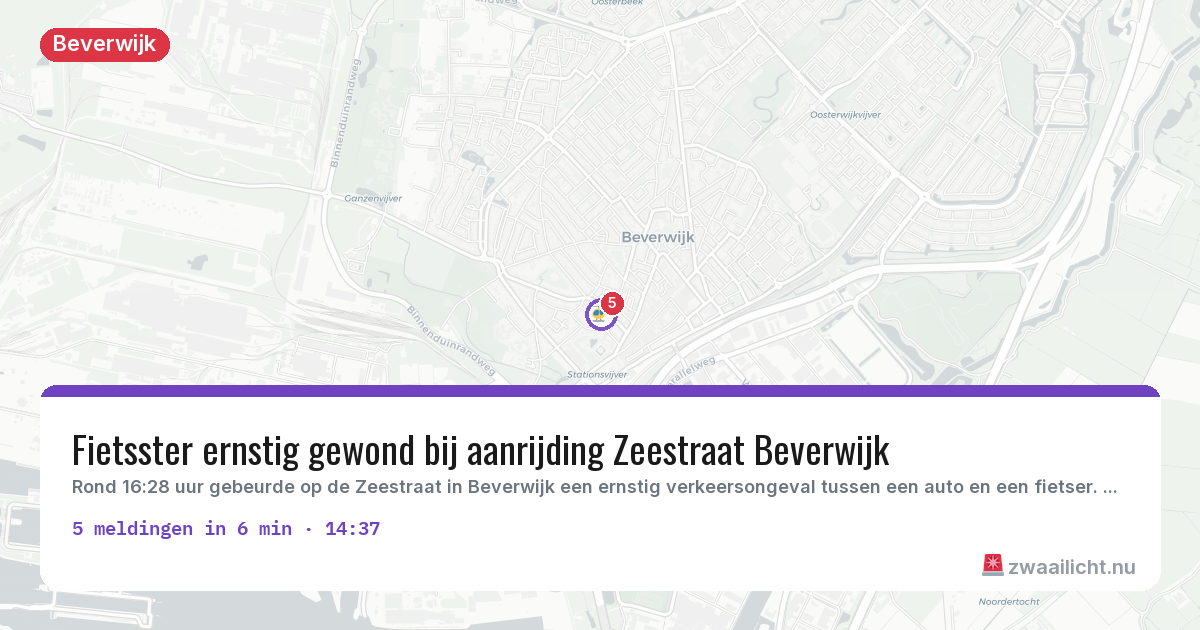 Kaart van de activiteitspiek bij Beverwijk