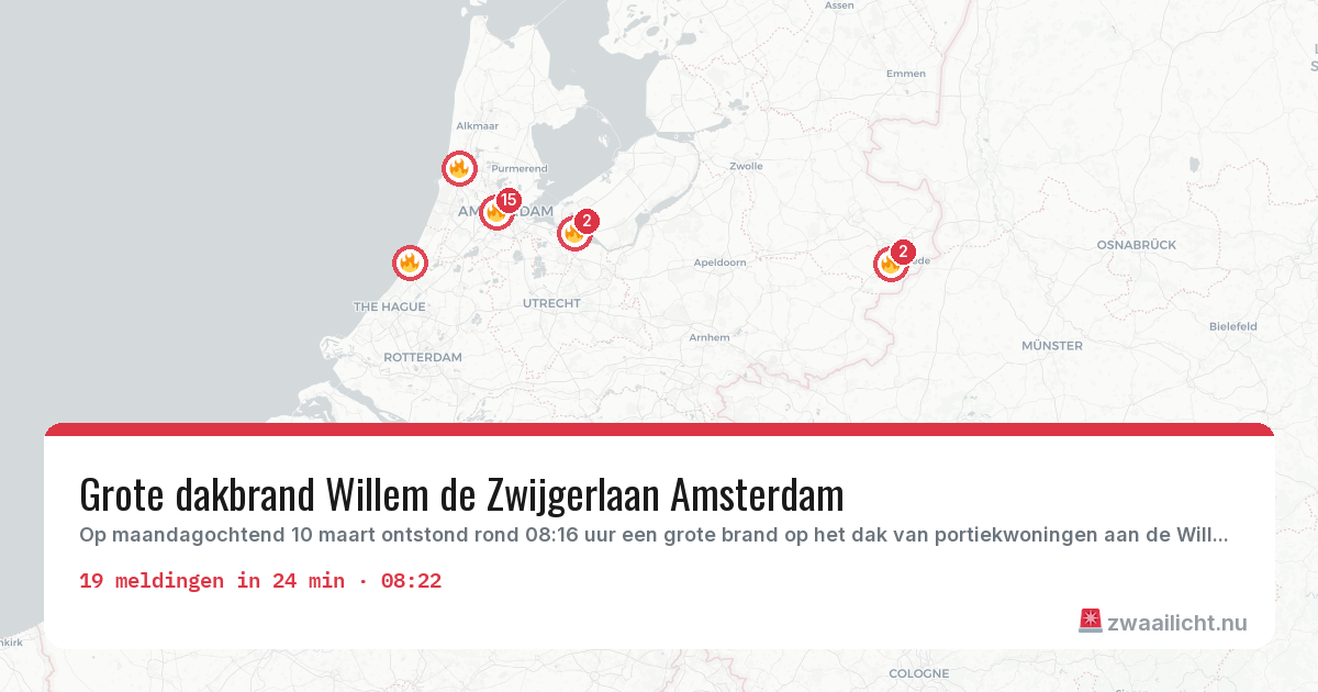 Kaart van de activiteitspiek bij Brandweer