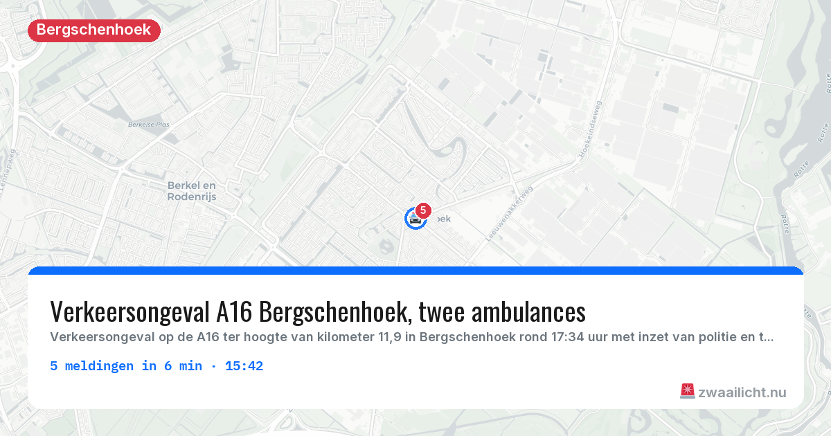 Kaart van de activiteitspiek bij Bergschenhoek