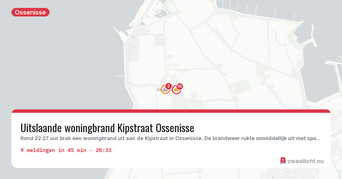 Kaart van de activiteitspiek bij Ossenisse