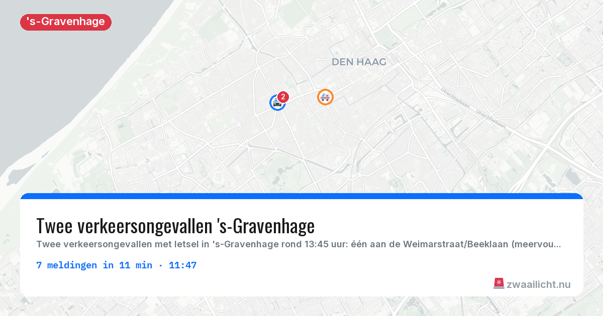 Kaart van de activiteitspiek bij 's-Gravenhage