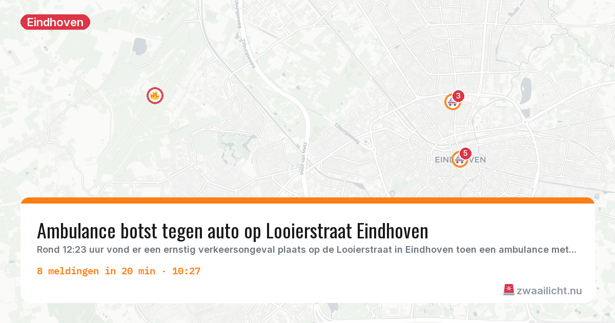 Kaart van de activiteitspiek bij Eindhoven