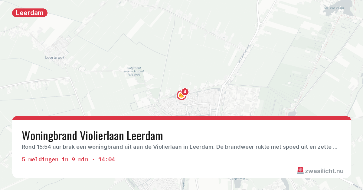 Kaart van de activiteitspiek bij Leerdam
