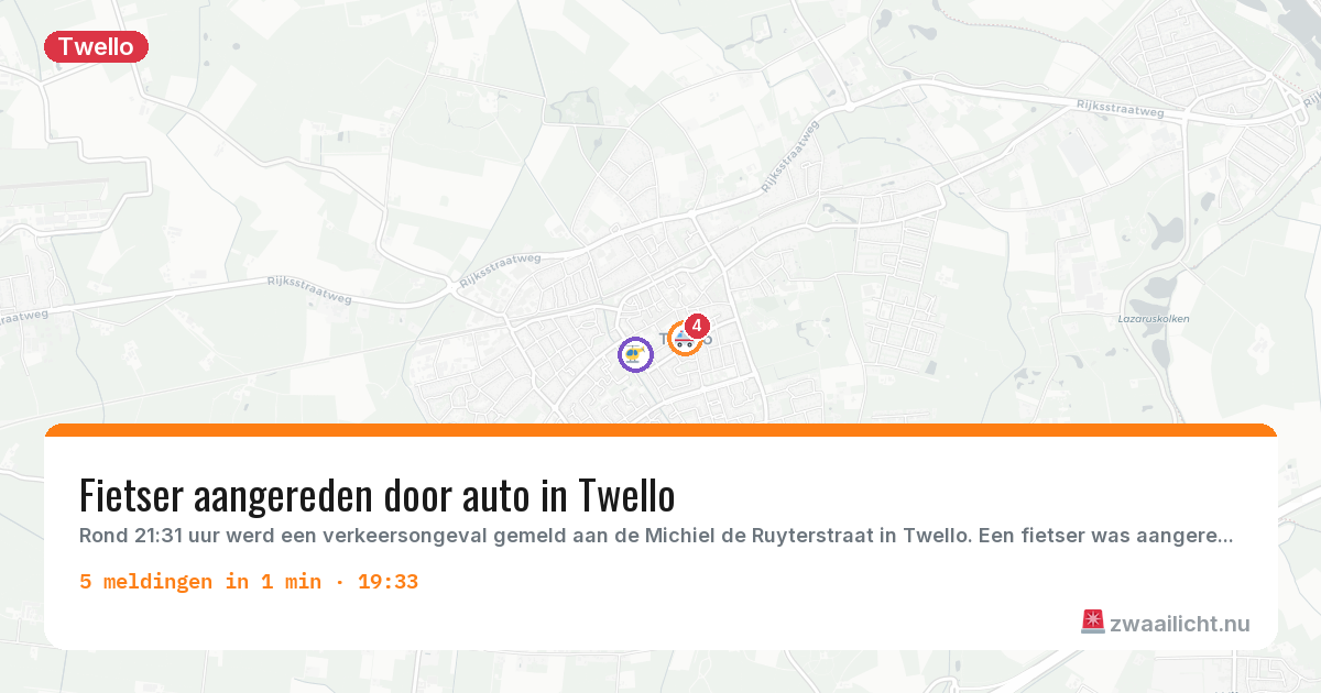 Kaart van de activiteitspiek bij Twello