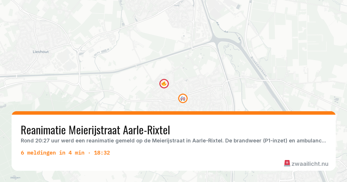 Kaart van de activiteitspiek bij Aarle-Rixtel