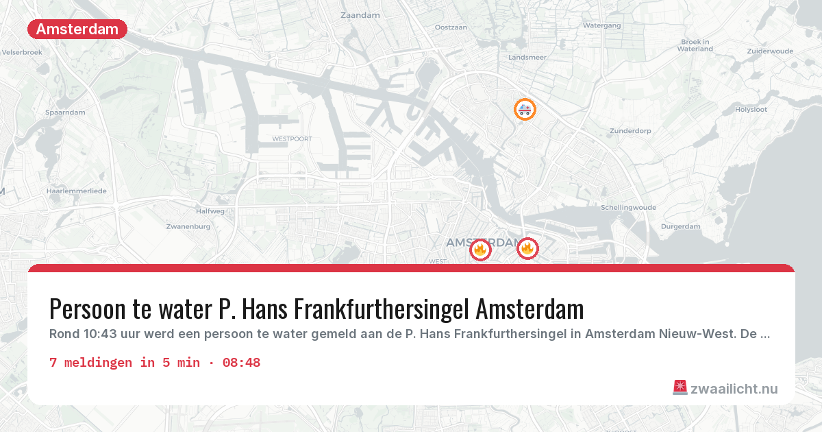 Kaart van de activiteitspiek bij Amsterdam