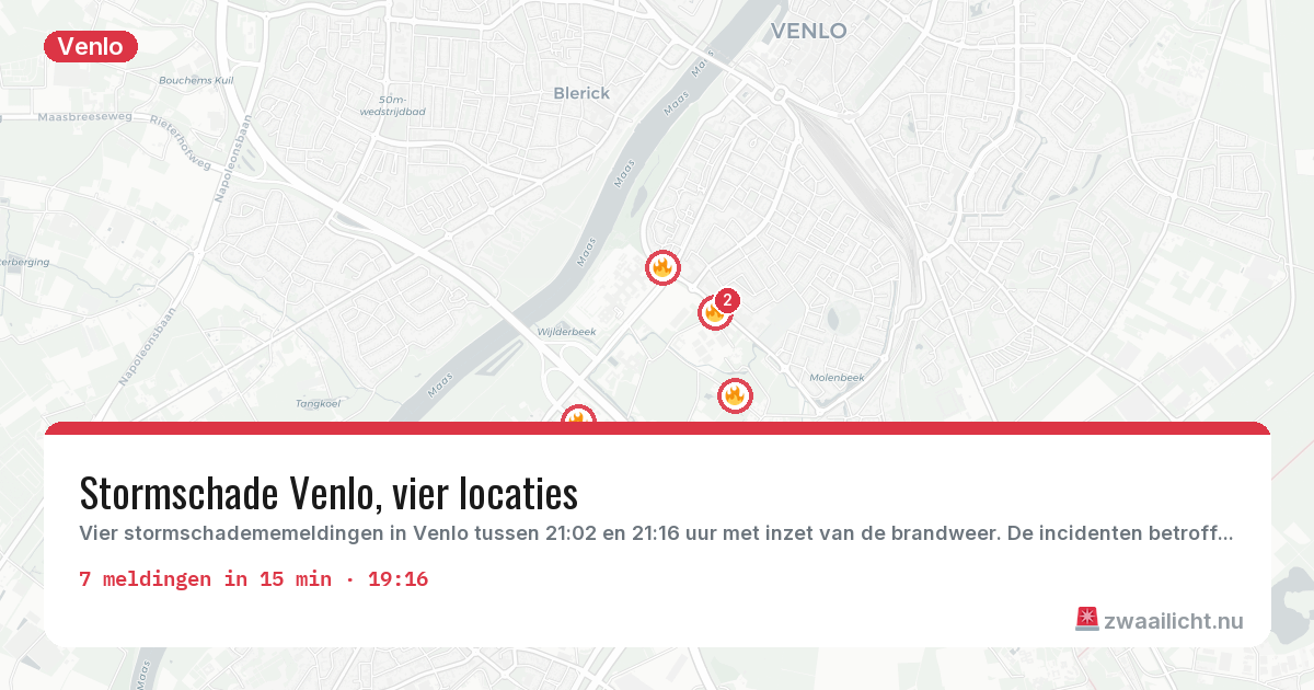 Kaart van de activiteitspiek bij Venlo
