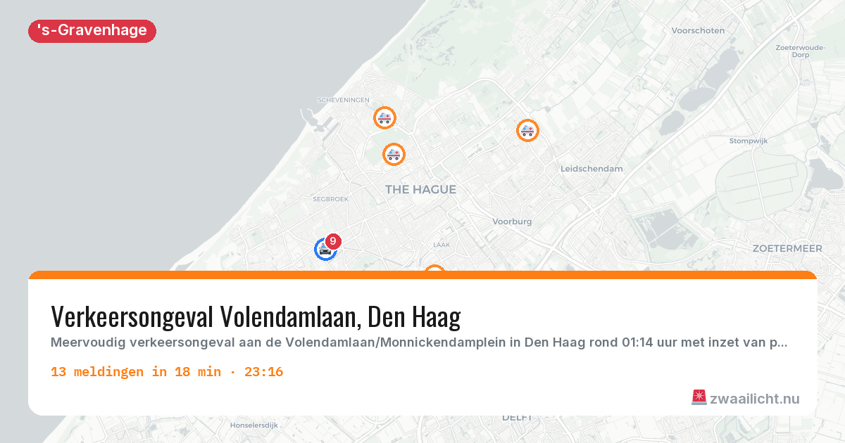 Kaart van de activiteitspiek bij 's-Gravenhage