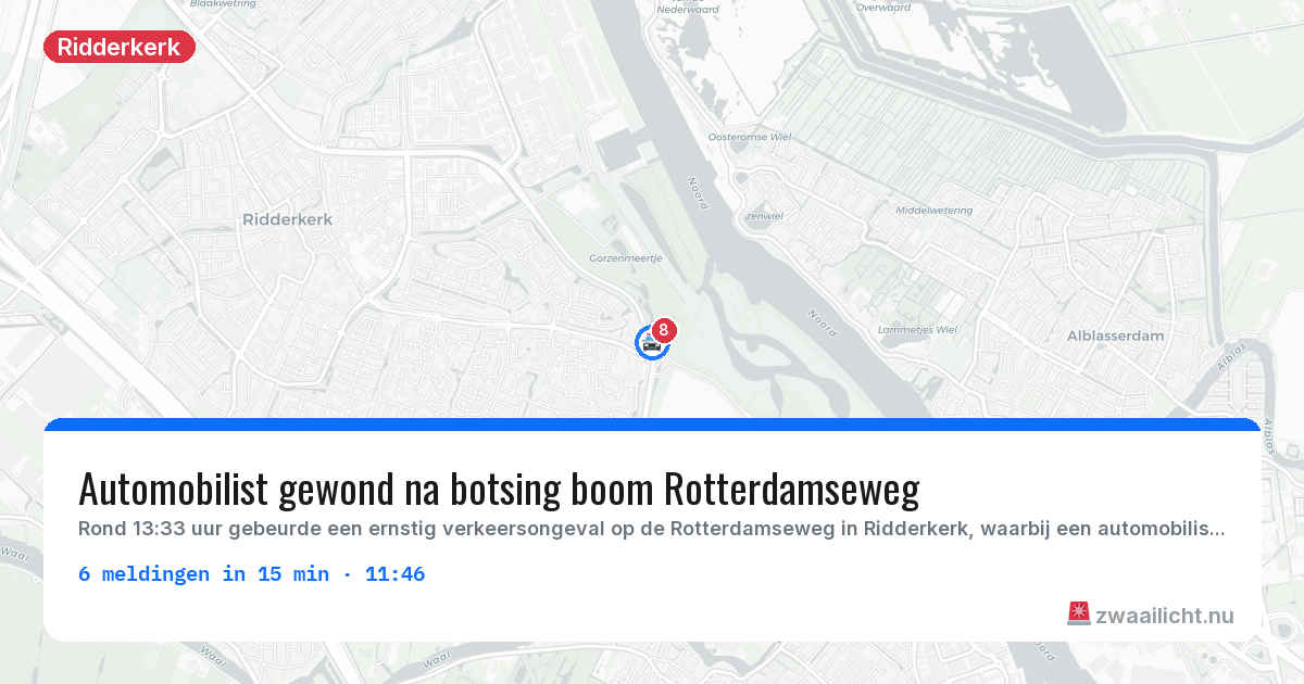 Kaart van de activiteitspiek bij Ridderkerk