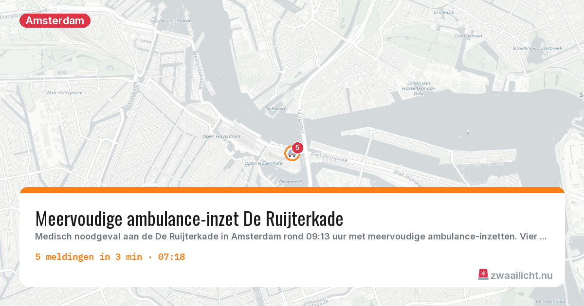 Kaart van de activiteitspiek bij Amsterdam
