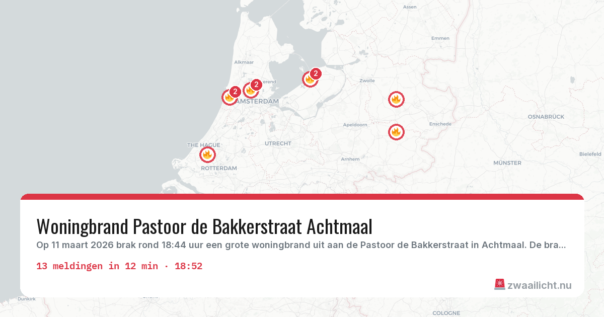 Kaart van de activiteitspiek bij Brandweer