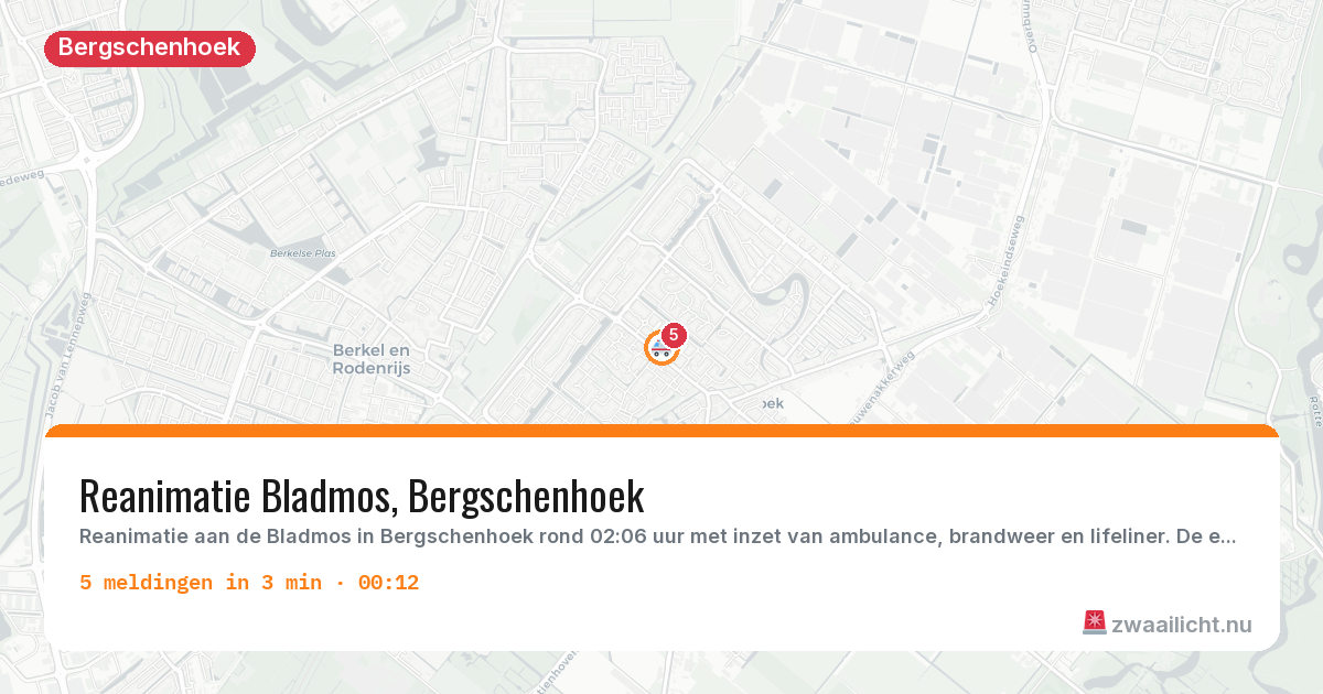Kaart van de activiteitspiek bij Bergschenhoek