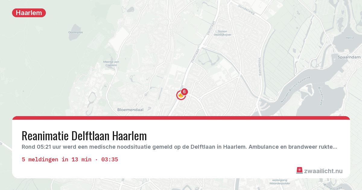 Kaart van de activiteitspiek bij Haarlem