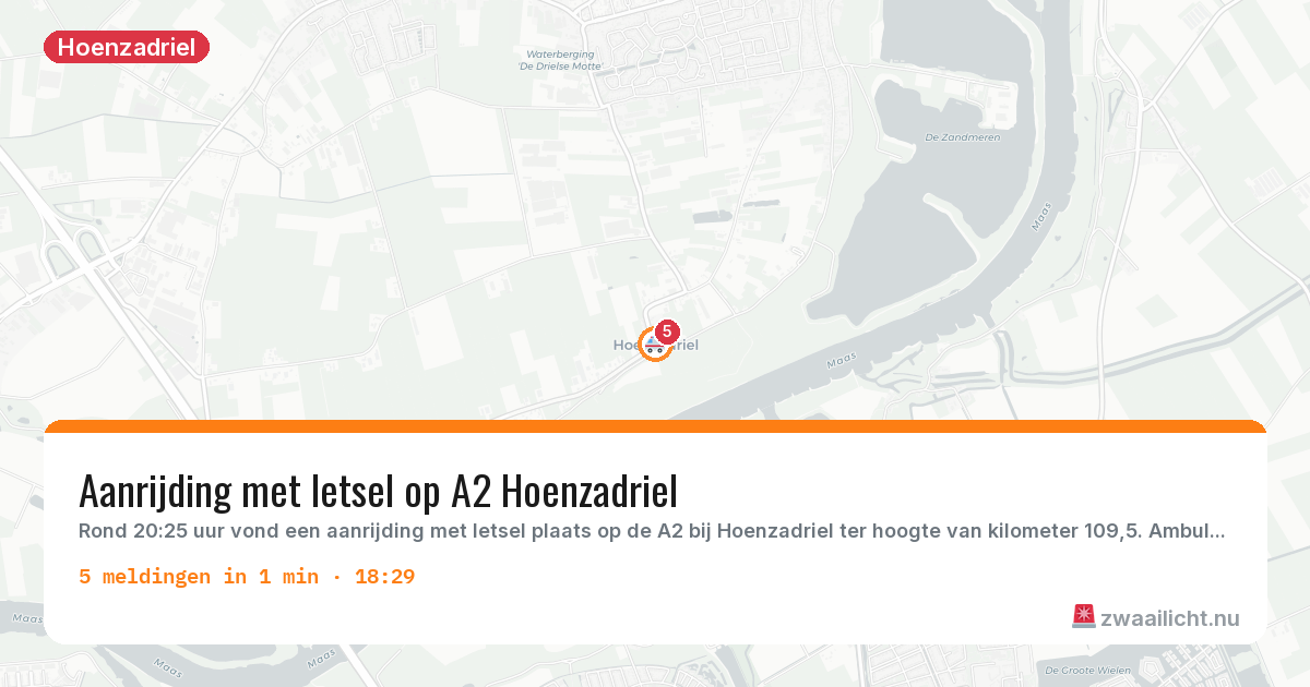 Kaart van de activiteitspiek bij Hoenzadriel