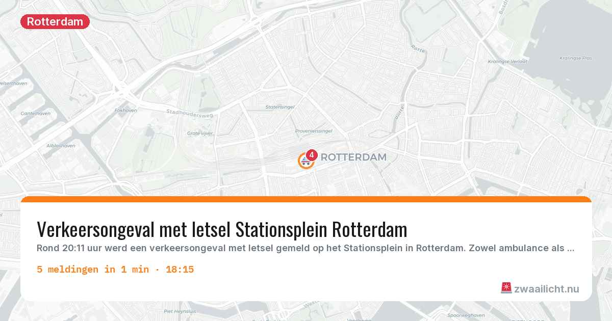 Kaart van de activiteitspiek bij Rotterdam