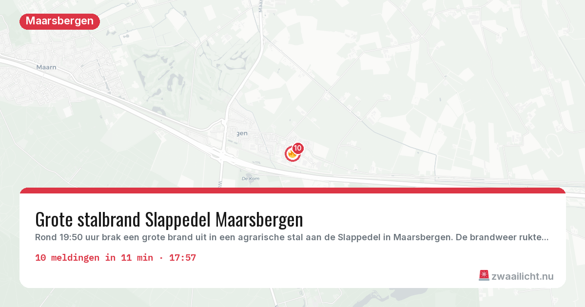 Kaart van de activiteitspiek bij Maarsbergen