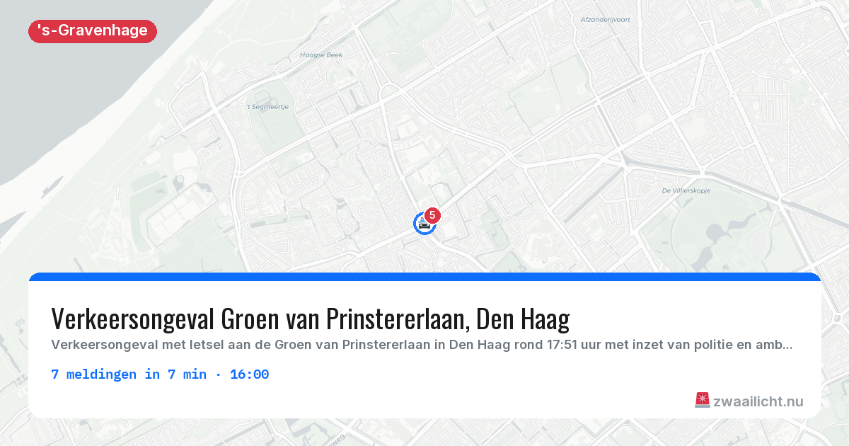 Kaart van de activiteitspiek bij 's-Gravenhage
