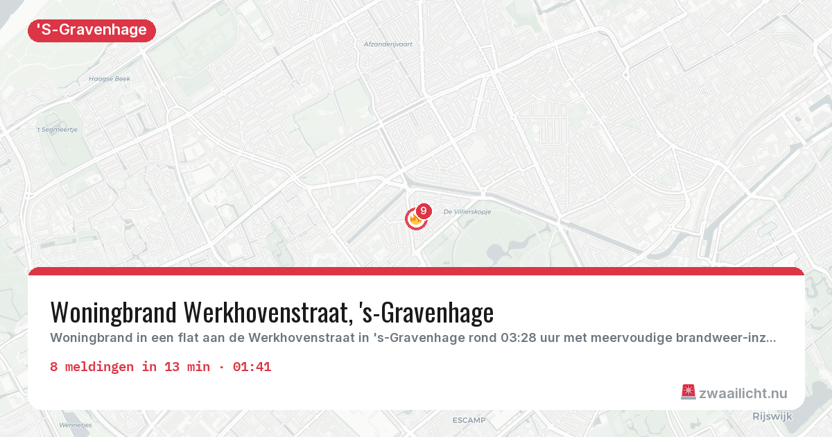 Kaart van de activiteitspiek bij 'S-Gravenhage