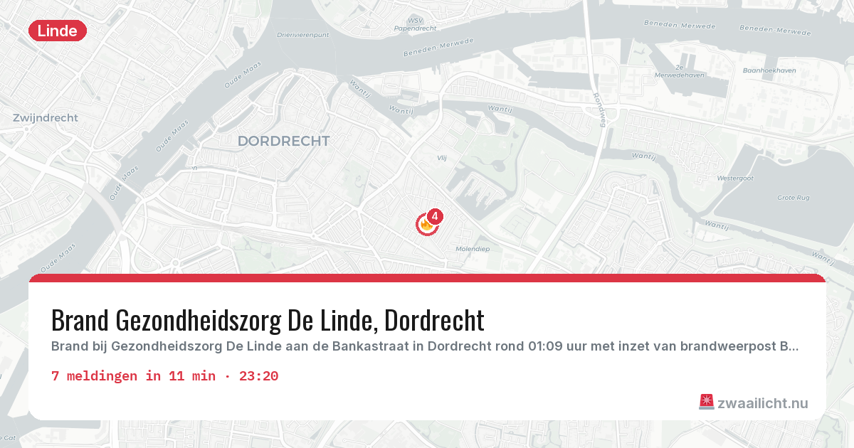 Kaart van de activiteitspiek bij Linde