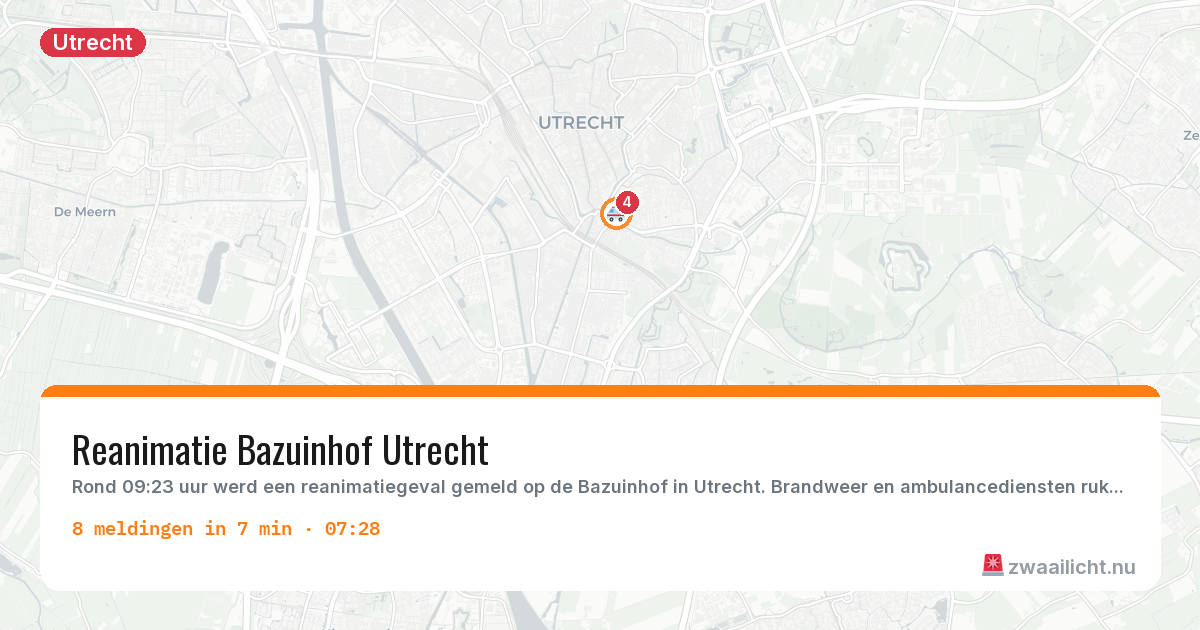 Kaart van de activiteitspiek bij Utrecht