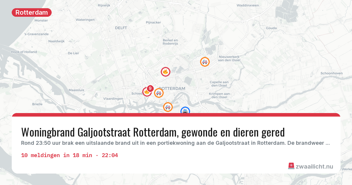 Kaart van de activiteitspiek bij Rotterdam