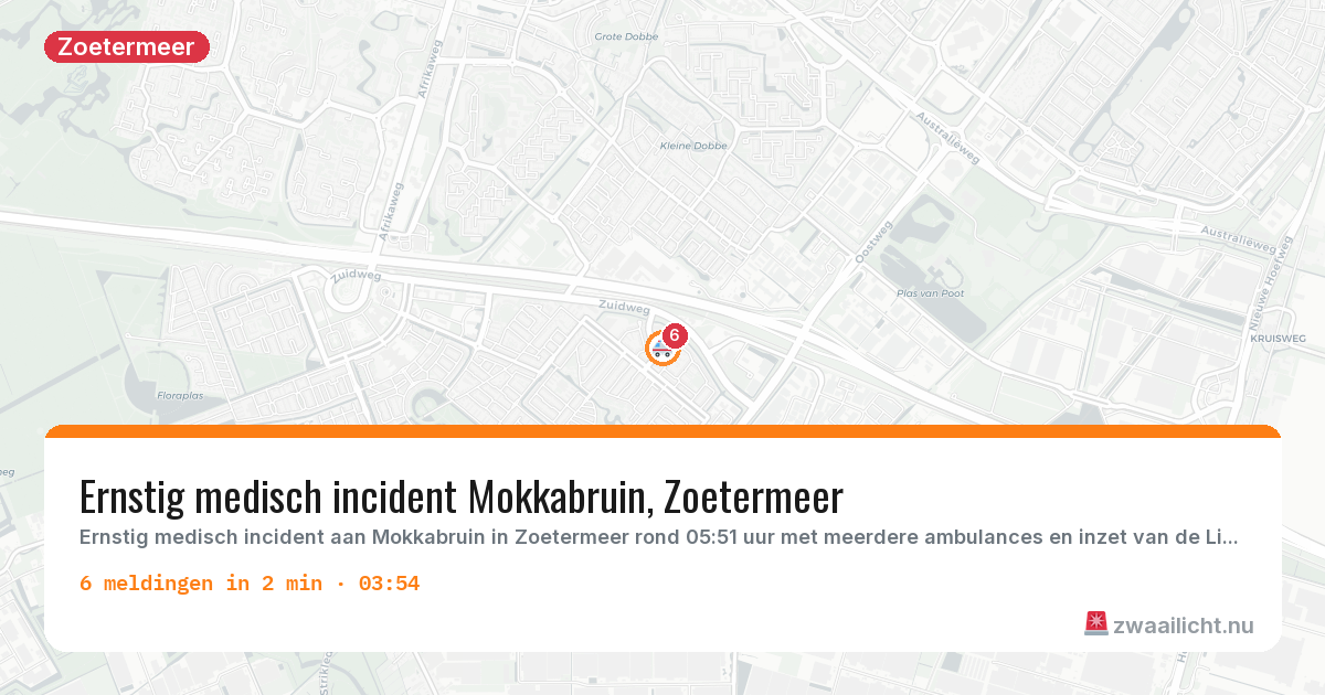 Kaart van de activiteitspiek bij Zoetermeer