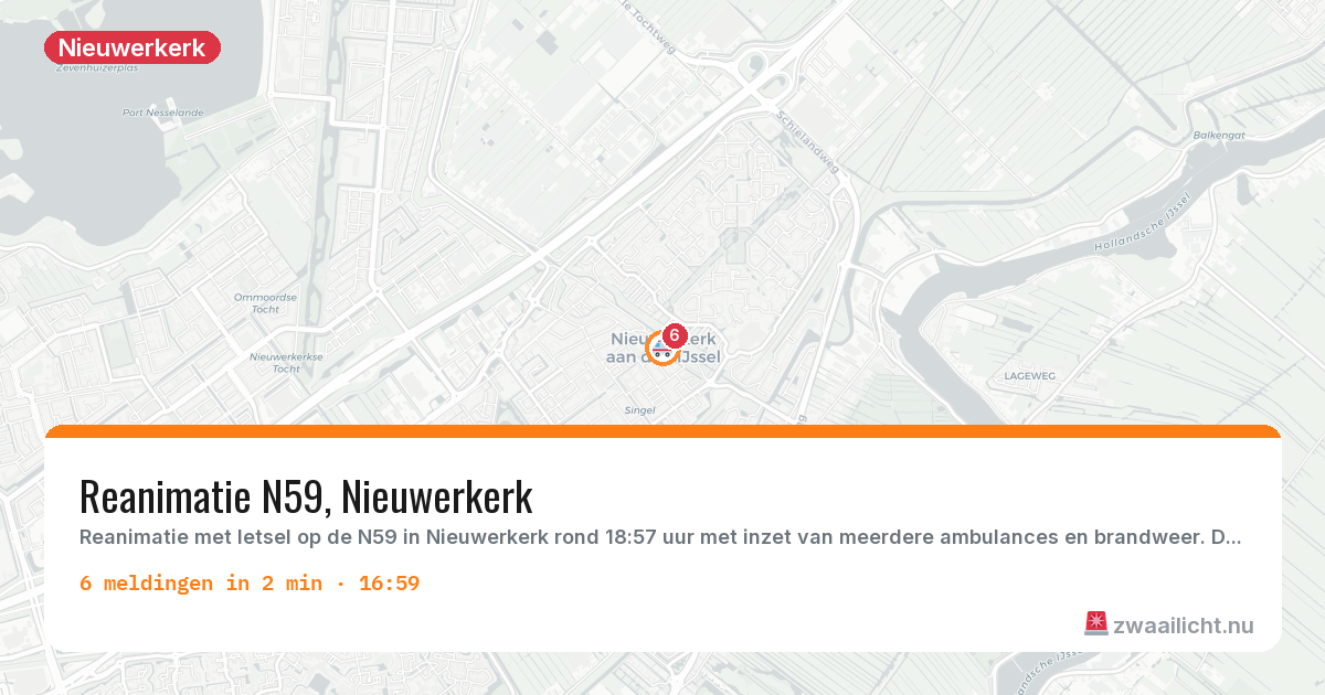 Kaart van de activiteitspiek bij Nieuwerkerk