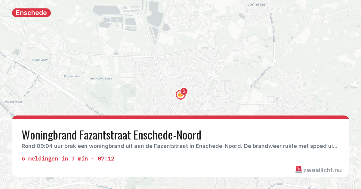 Kaart van de activiteitspiek bij Enschede