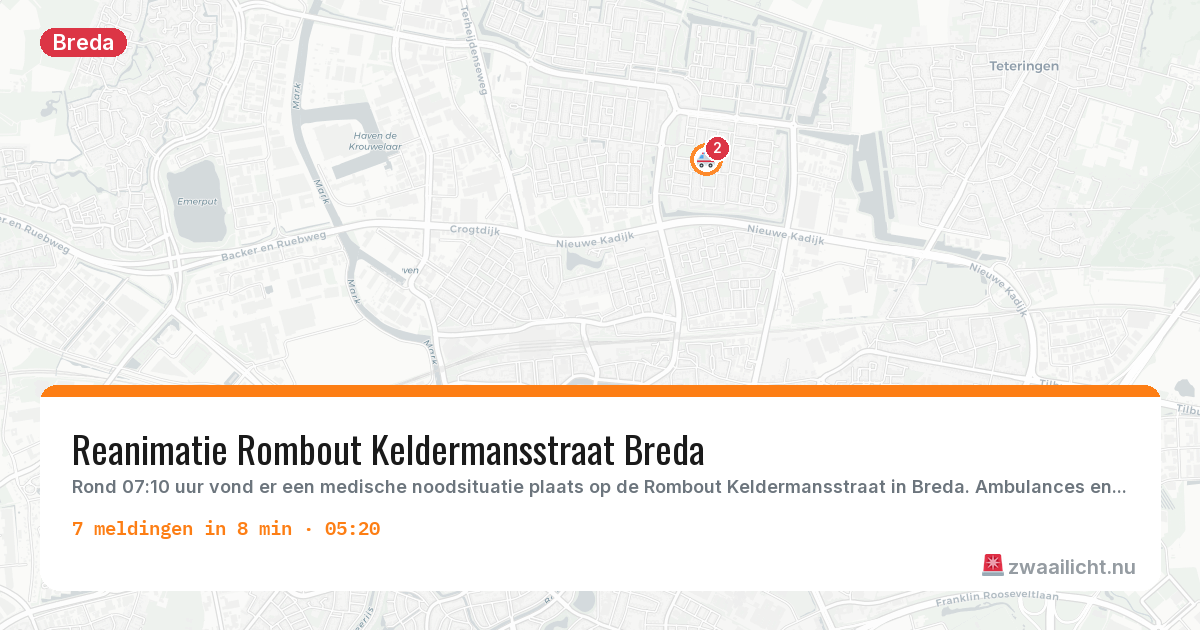 Kaart van de activiteitspiek bij Breda