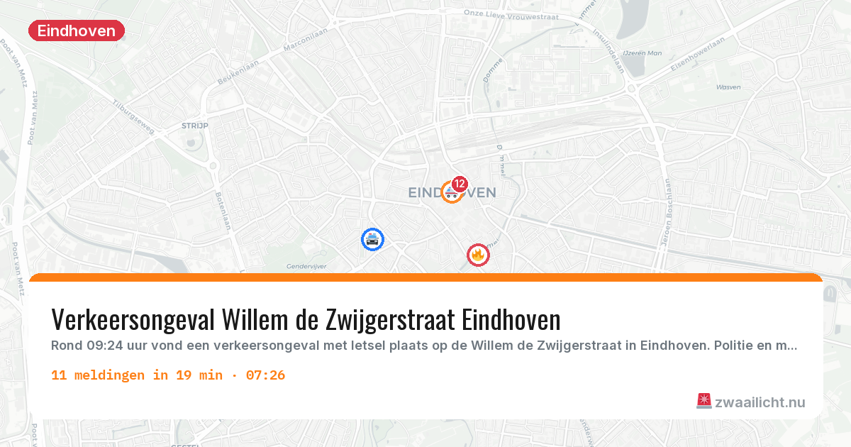 Kaart van de activiteitspiek bij Eindhoven