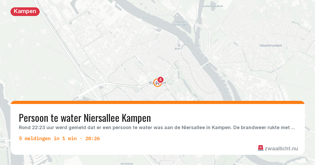 Kaart van de activiteitspiek bij Kampen
