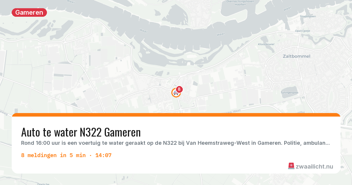 Kaart van de activiteitspiek bij Gameren