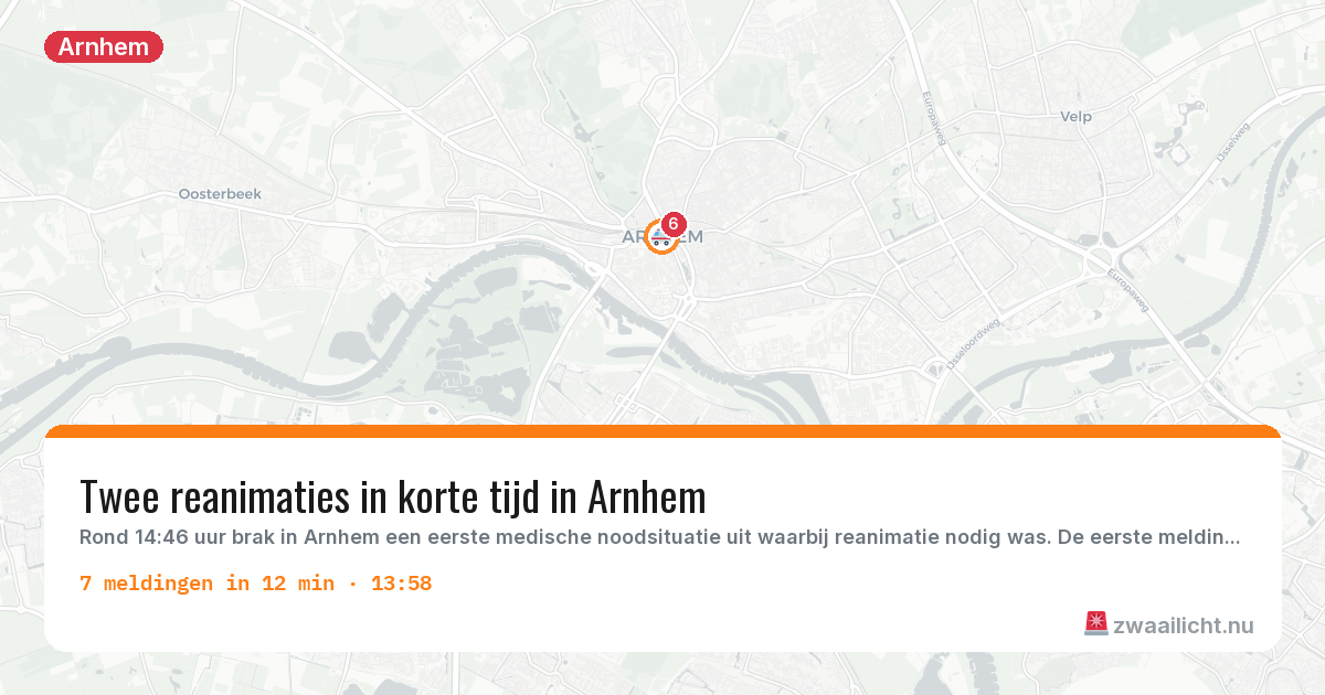 Kaart van de activiteitspiek bij Arnhem