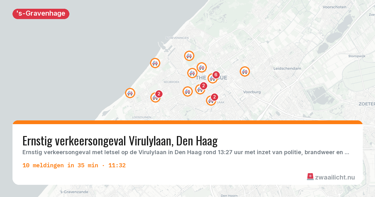 Kaart van de activiteitspiek bij 's-Gravenhage
